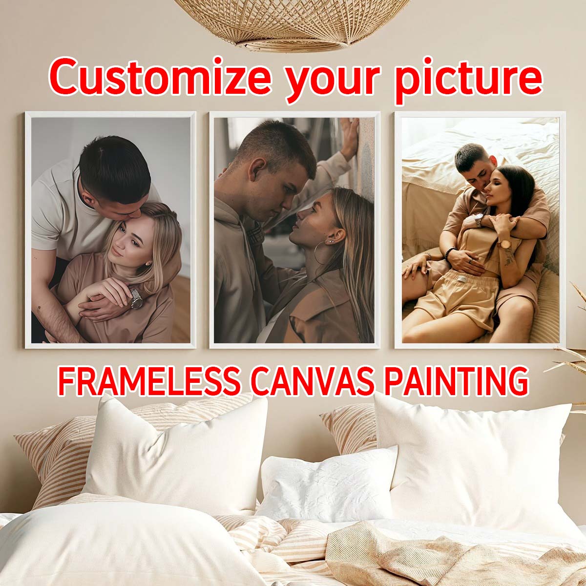 Home Textiles Fabric - Triptico - Quadro in legno personalizzato