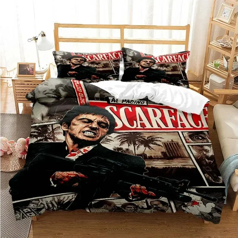 Linen Duvet Cover - Set Letto Stampato Tony Montana Scarface,