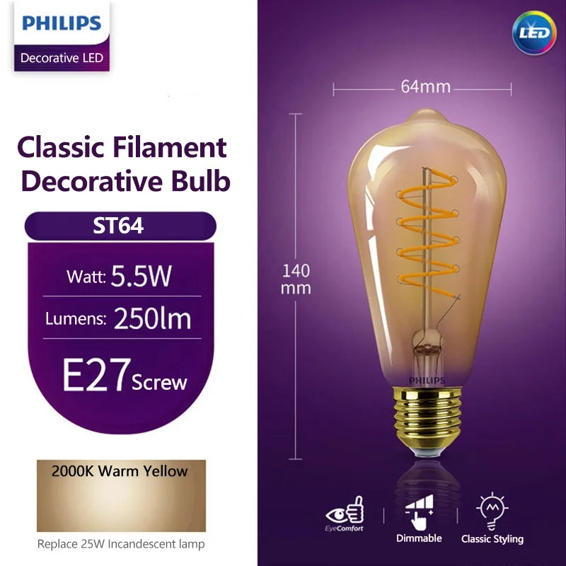 Philips LED ST64 Lampadina dec - Philips Bulb Led Classic recensione e prezzo